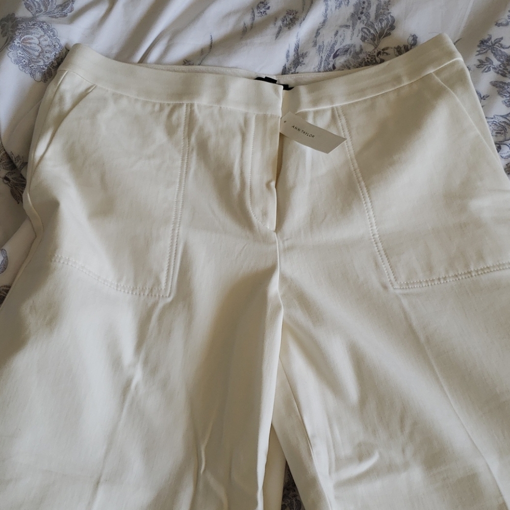 Cream colored wide leg 18T pants by AT